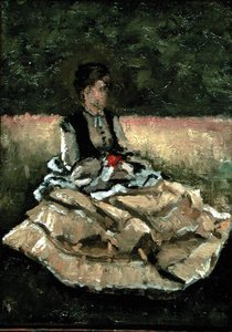 Frau sitzt auf dem Rasen von Gustave Caillebotte