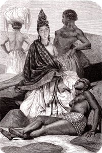 Signare, die mulattisch-französischen afrikanischen Frauen auf der Insel Gorée, Senegal. 1861 (Gravur)