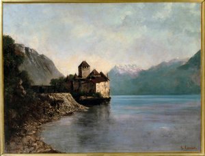 Ein Schloss am Ufer des Genfersees in der Schweiz