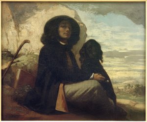 Courbet mit schwarzem Hund