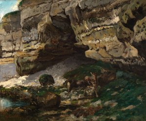 Felsige Landschaft mit Rehen von Gustave Courbet