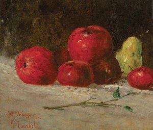 Stillleben, Äpfel und Birnen, 1871