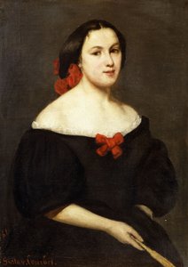Frau mit einem Fächer, 1861 von Gustave Courbet