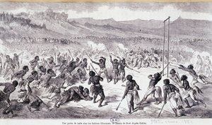 Ein Ballspiel bei den Choctaw-Indianern - Gravur von Gustave Doré