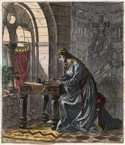 Bertrade von Montfort (1070-1117) Königin von Frankreich (Ehefrau von Philipp I. König von Frankreich) in Fontevrault - Gravur von Gustave Doré aus dem 19. Jahrhundert in „National History Illustred of France from the Most Retreated Times to the Today“ 187 von Gustave Dore