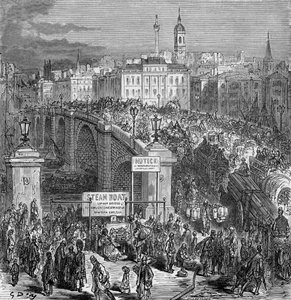 Geschäftige Szene auf der London Bridge