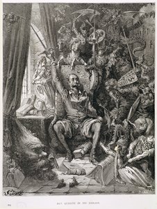 Don Quixote in seiner Bibliothek, graviert von Heliodore Joseph Pisan (1822-90) ca. 1868