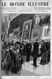 Ausstellung von Gustave Doré (1832-1883), französischer Illustrator und Maler, im Buchhandlungskreis. Gravur in „Die Illustrierte Welt“.