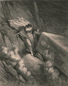 Aus dem tiefen Abgrund, hinter dem Deckel eines großen Denkmals standen wir zurückgezogen, um 1890 von Gustave Dore