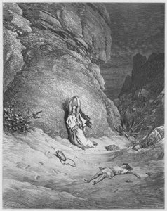 Hagar und Ismael in der Wüste