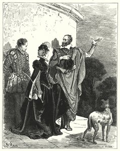 Gustave Dorés Don Quixote: "Er teilte dem Herzog und der Herzogin seine Gefühle mit und bat um Erlaubnis, abzureisen" von Gustave Dore