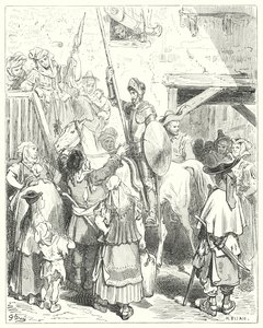 Gustave Dorés Don Quixote: "Ich habe mit all dem nichts zu tun," rief der Wirt; "bezahlen Sie Ihre Rechnung" von Gustave Dore