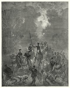 Der Morgen begann sein lächelndes Aussehen im östlichen Teil des Himmels zu verbreiten (Illustration von Don Quixote)