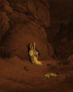 Hagar und Ismael, Gravur von Doré - Bibel