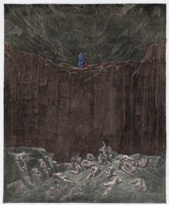Inferno, Gesang 29: Die gefolterten Fälscher im Tal, Illustration aus "Die Göttliche Komödie" von Dante Alighieri, 1885 von Gustave Dore