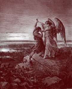 Jakob ringt mit dem Engel, von Doré - Bibel
