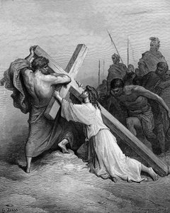 Jesus fällt unter dem Kreuz - Bibel