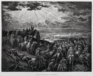 Josua lässt die Sonne stillstehen, Illustration aus der Dore-Bibel