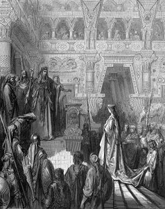 König Salomo begrüßt die Königin von Saba, 1865-1866 von Gustave Dore