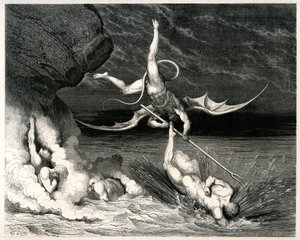 Die Hölle (La divina commedia) von Dante Alighieri illustriert von Gustave Doré. Hachette-Ausgabe 1861 - Dämon - Französische Übersetzung von Pier-Angelo Fiorentino.... Si mosse, e grido: Tu se 