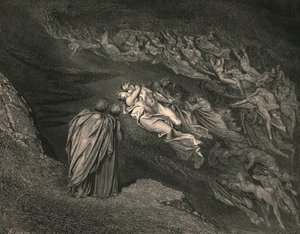 Die Liebe brachte uns zu einem Tod: Caina wartet auf die Seele, die unser Leben spaltete, ca. 1890 von Gustave Dore