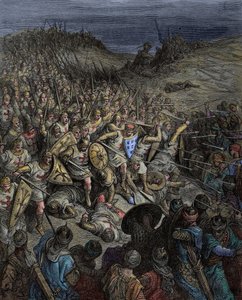 Mittelalter: Erster Kreuzzug. Godefroy de Bouillon besiegt die muslimischen Kräfte (Türken des Sultanats von Rum) von Sultan Kilij Arslan in Dorylaeum in Kleinasien