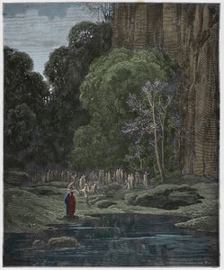 Purgatorio, Gesang 5: Die spät Reumütigen singen das Miserere, Illustration aus "Die Göttliche Komödie" von Dante Alighieri, 1885