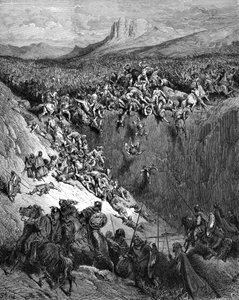 Simson tötet Philister mit einem Kieferknochen von Doré - Bibel von Gustave Dore