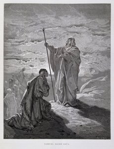 Samuel salbt Saul zum ersten König von Israel, Illustration aus der Dore-Bibel