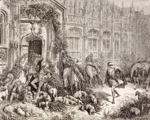 Szene aus Dornröschen von Charles Perrault. Aus El Mundo Ilustrado, veröffentlicht in Barcelona, ca. 1880. von Gustave Dore