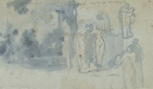 Skizzen von Personen, darunter ein weiblicher Akt von Gustave Dore