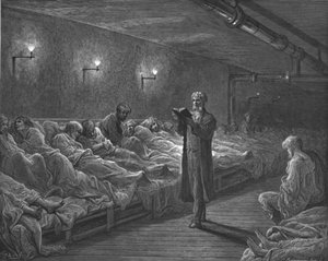 Schriftleser in einer Nachtzuflucht, 1872 von Gustave Dore