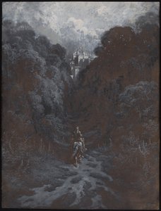 Sir Lancelot nähert sich der Burg von Astolat von Gustave Dore