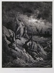 St. Paulus landet auf Malta, Illustration aus der Dore-Bibel