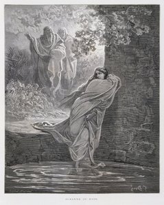 Susanna im Bade (Dan. 13:1-26), Illustration aus der Dore-Bibel von Gustave Dore