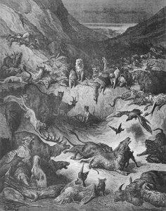 Die Tiere, die an der Pest erkrankt sind, Illustration für die Fabeln von La Fontaine von Gustave Dore