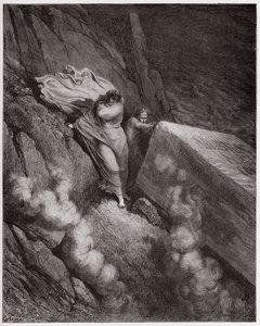 Die Göttliche Komödie, Inferno, Gesang 11: Das brennende Grab von Papst Anastasius II. - von Dante Alighieri (1265-1321) - Illustration von Gustave Doré (1832-1883) von Gustave Dore