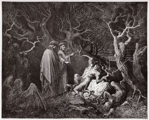 Die Göttliche Komödie (La Divina Commedia), Inferno, Gesang 13: Die Selbstmörder im Wald - von Dante Alighieri (1265-1321) - Illustration von Gustave Doré (1832-1883)