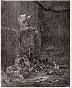Die Göttliche Komödie, Inferno, Gesang 18: Buhler und Schmeichler im achten Kreis - von Dante Alighieri (1265-1321) - Illustration von Gustave Doré (1832-1883) von Gustave Dore