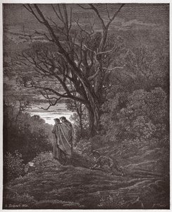 Die Göttliche Komödie, Inferno, Gesang 1: Der Wolf erscheint (Illustration von Gustave Doré) von Gustave Dore