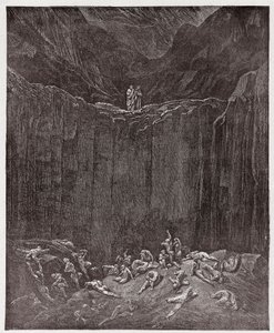 Die Göttliche Komödie, Inferno, Gesang 29: Die Fälscher gequält im Tal - von Dante Alighieri (1265-1321) - Illustration von Gustave Doré (1832-1883) von Gustave Dore