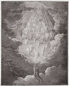 Die Göttliche Komödie, Paradiso, Gesang 21: Beatrice und Dante in der Sphäre des Saturn (Illustration von Gustave Doré)