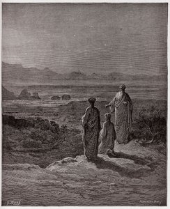 Die Göttliche Komödie, Purgatorio, Gesang 1: Dante kniet vor Statius - von Dante Alighieri (1265-1321) - Illustration von Gustave Doré (1832-1883)