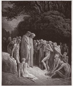 Die Göttliche Komödie, Purgatorio, Gesang 23: Die Seelen der Gefräßigen (Illustration von Gustave Doré) von Gustave Dore