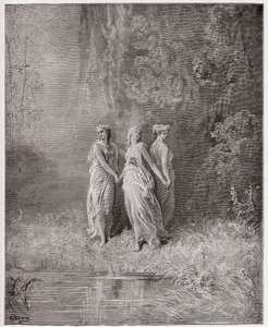 Die Göttliche Komödie (La Divina Commedia), Purgatorio, Gesang 29: Nächstenliebe, Hoffnung und Glaube - von Dante Alighieri (1265-1321) - Illustration von Gustave Doré (1832-1883)