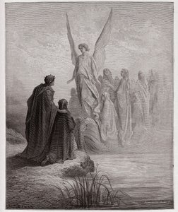 Die Göttliche Komödie, Purgatorio, Gesang 2: Der himmlische Pilot landet das Boot - von Dante Alighieri (1265-1321) - Illustration von Gustave Doré (1832-1883)