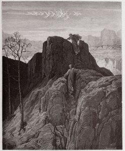 Die Göttliche Komödie, Purgatorio, Gesang 4: Virgil führt Dante den steilen Berg hinauf - von Dante Alighieri (1265-1321) - Illustration von Gustave Doré (1832-1883) von Gustave Dore