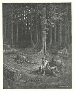 Die Fabeln von La Fontaine: Der Wald und der Holzfäller von Gustave Dore