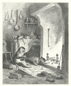 Die Fabeln von La Fontaine: Der Affe und die Katze von Gustave Dore