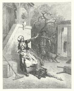 Die Fabeln von La Fontaine: Der Wolf, die Mutter und das Kind von Gustave Dore